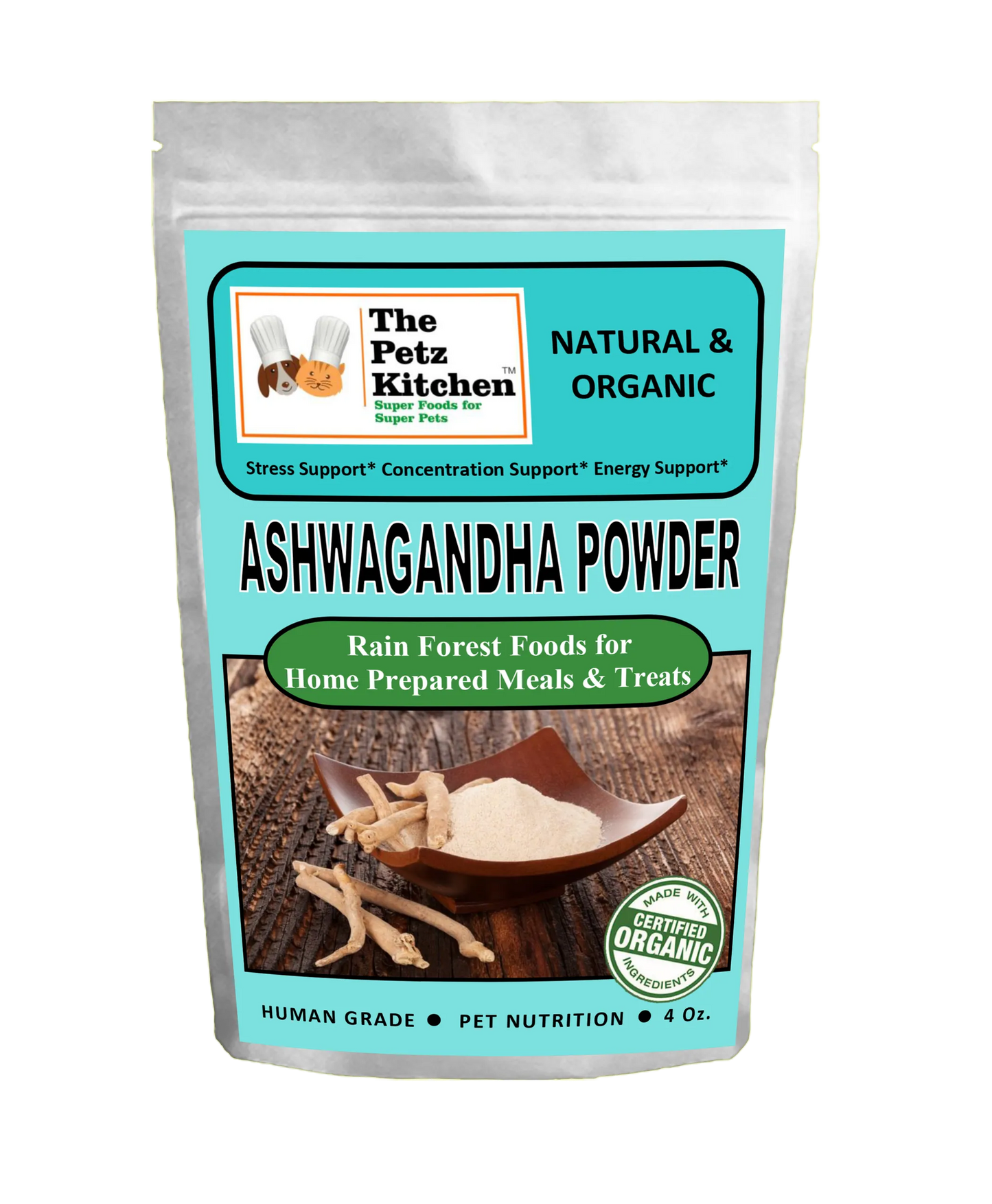 Ashwagandha Powder - Stress, Concentration & Energy Support* The Petz Kitchen Dogs Cats
