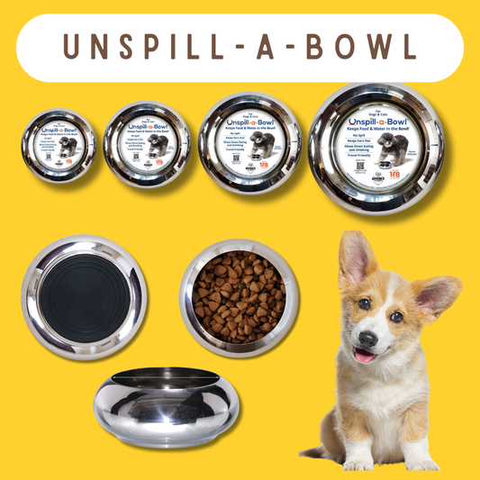 Unspill-a-bowl 18/8 Stainless Steel Bowls with Wrought Iron Elevated Diner