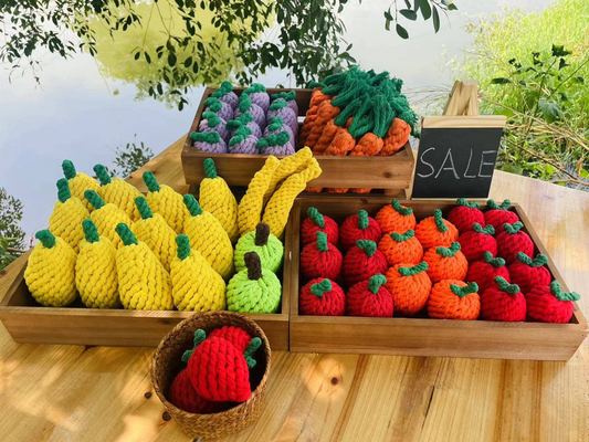Handmade Fruit and Vegetable Rope Toys, Macrame Toys